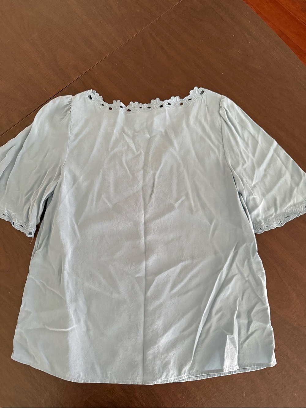 Sezane Silk White Women's Floral Trim Blouse